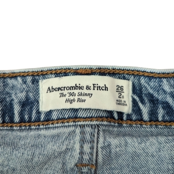 Abercrombie & Fitch the 90s Skinny High Rise distressed stone wash jeans W26 L30 - Picture 7 of 11